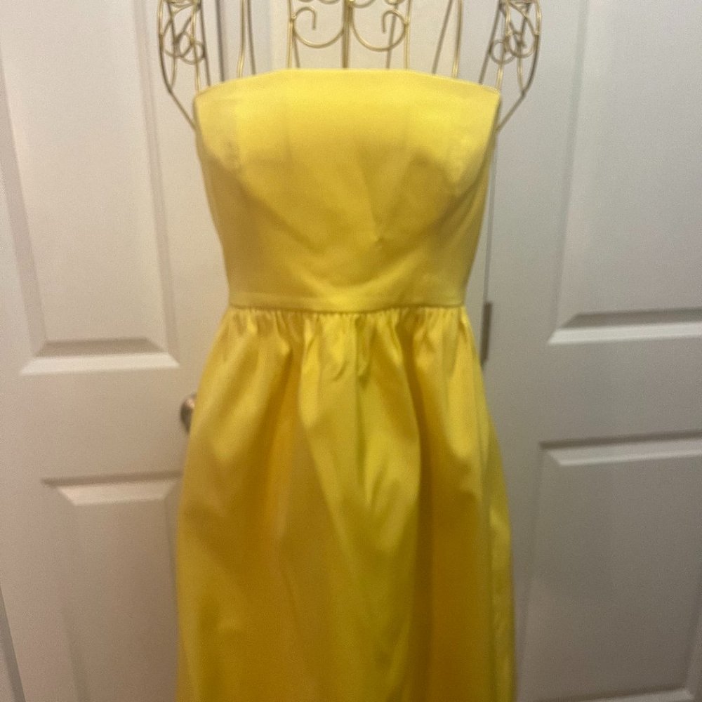 J CREW Lorelei Yellow A-Line Silk Taffeta Strapless Cocktail Dress Sz 2